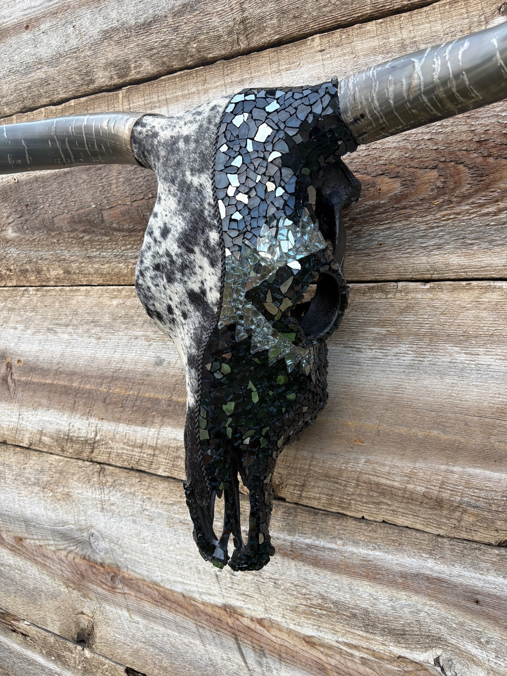 Blue Roan Hide & Black Aztec Glass