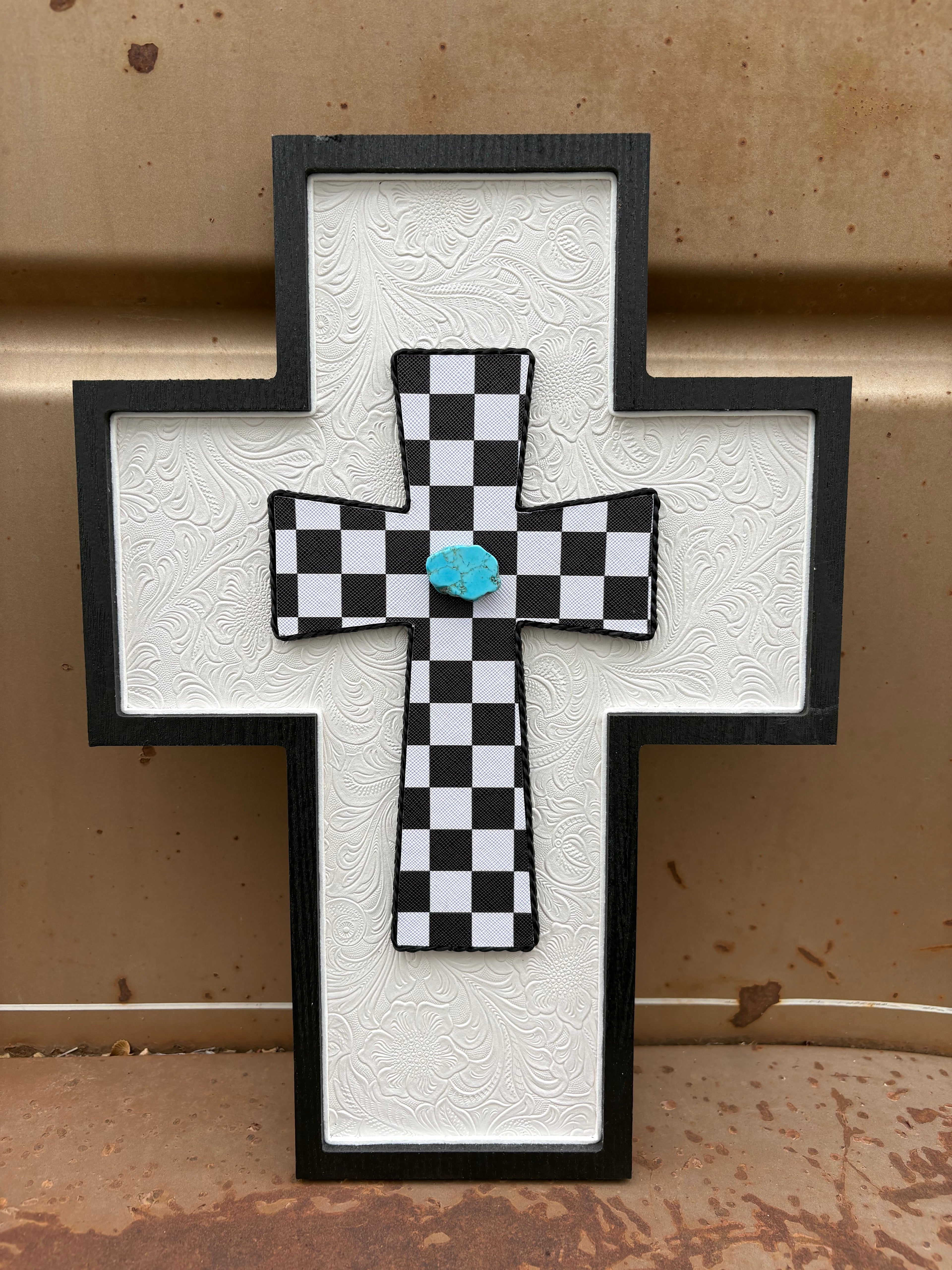 Black and White Checker Cross