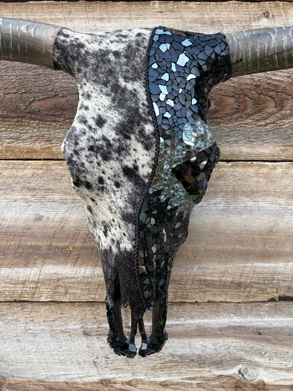 Blue Roan Hide & Black Aztec Glass