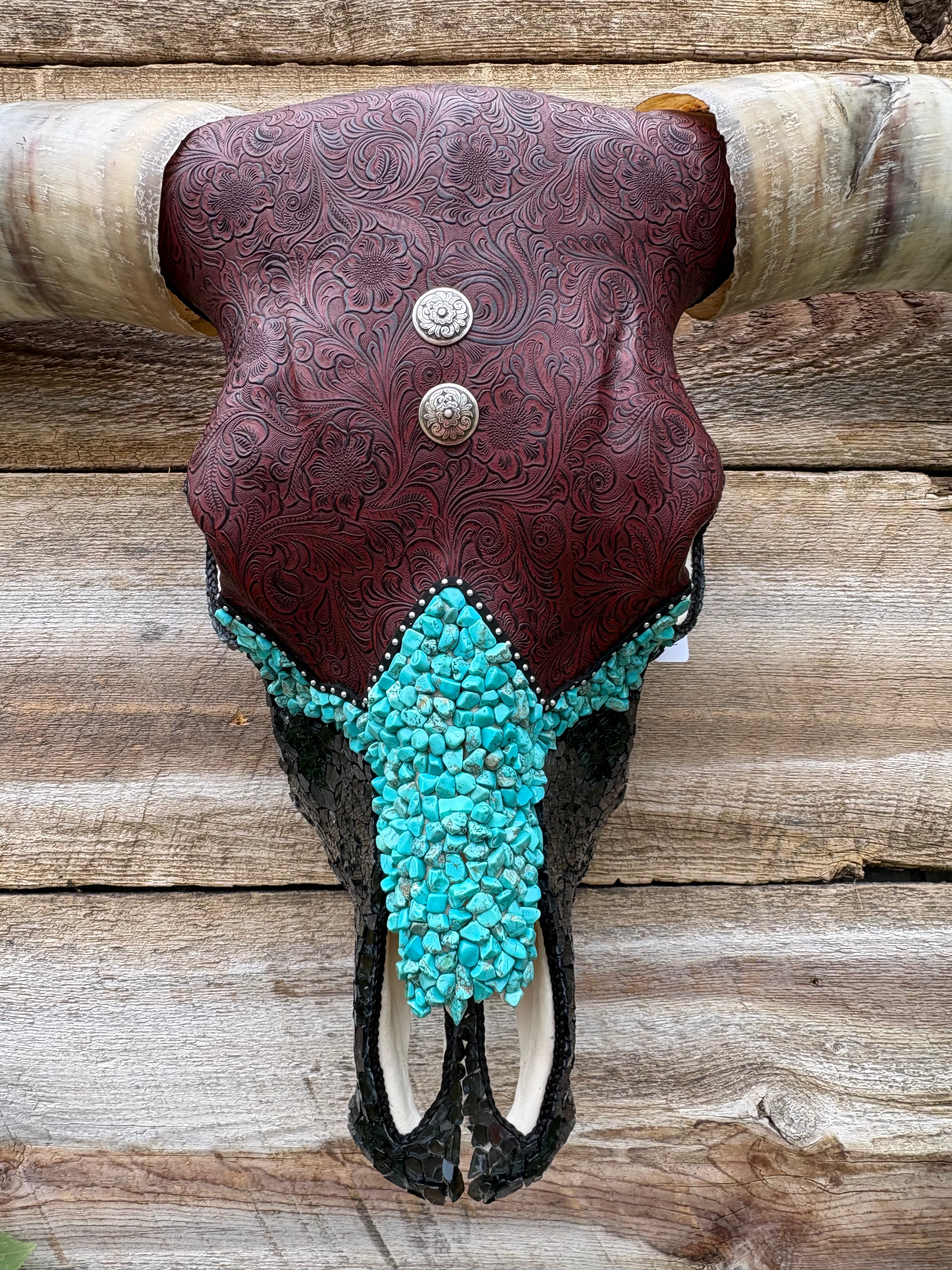 Maroon, Turquoise & Black Longhorn