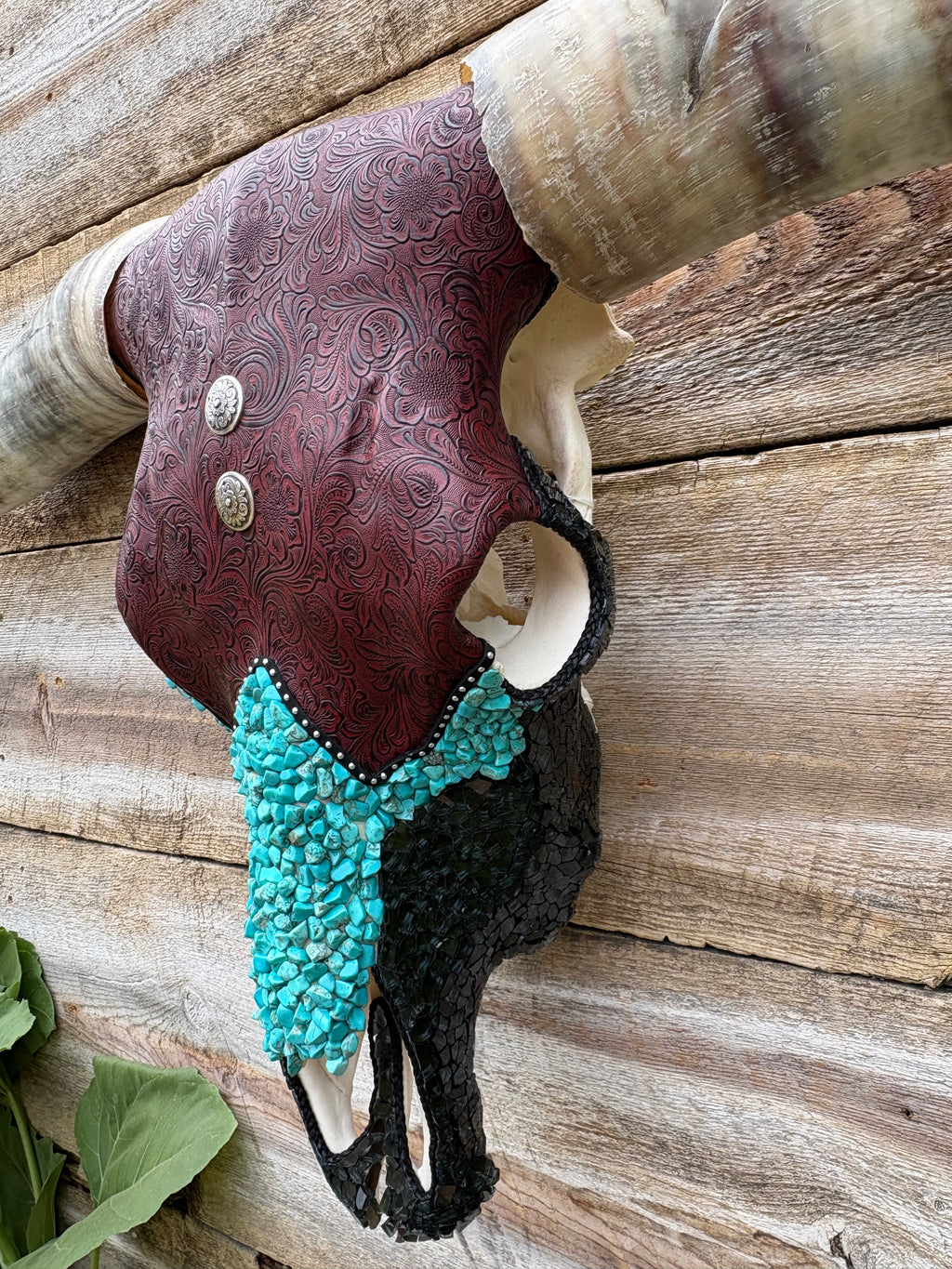 Maroon, Turquoise & Black Longhorn